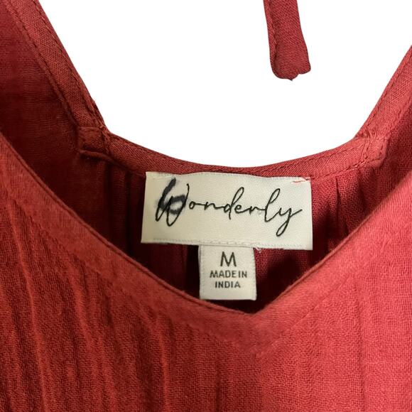 Tiered Gauze Midi Dress Wonderly M Boho Prairiecore Cottagecore Ecclectic (2991) - Picture 6 of 10